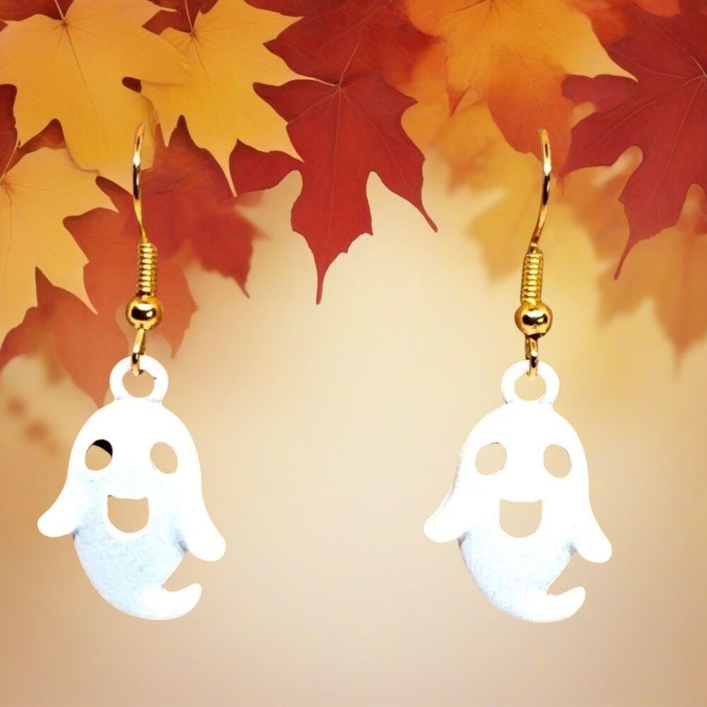 New Indio Jewelry Halloween White Ghost Earrings #2011